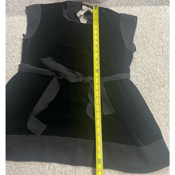 BCBG MaxAzria Runway Womens XS Velvet Tie Waist Blouse Black Sleeveless - Picture 5 of 10